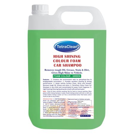 TetraClean High Shining Colour Foam Car Shampoo – Green | 5L Thick Colour Foam Degreasing Car Wash Liquid
